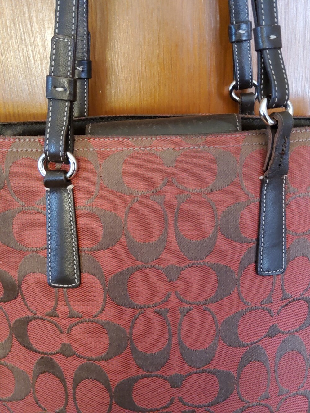 Coach Signature Series Tapestry and Leather EUC 6090 FLAW Sold as Is - Picture 15 of 16